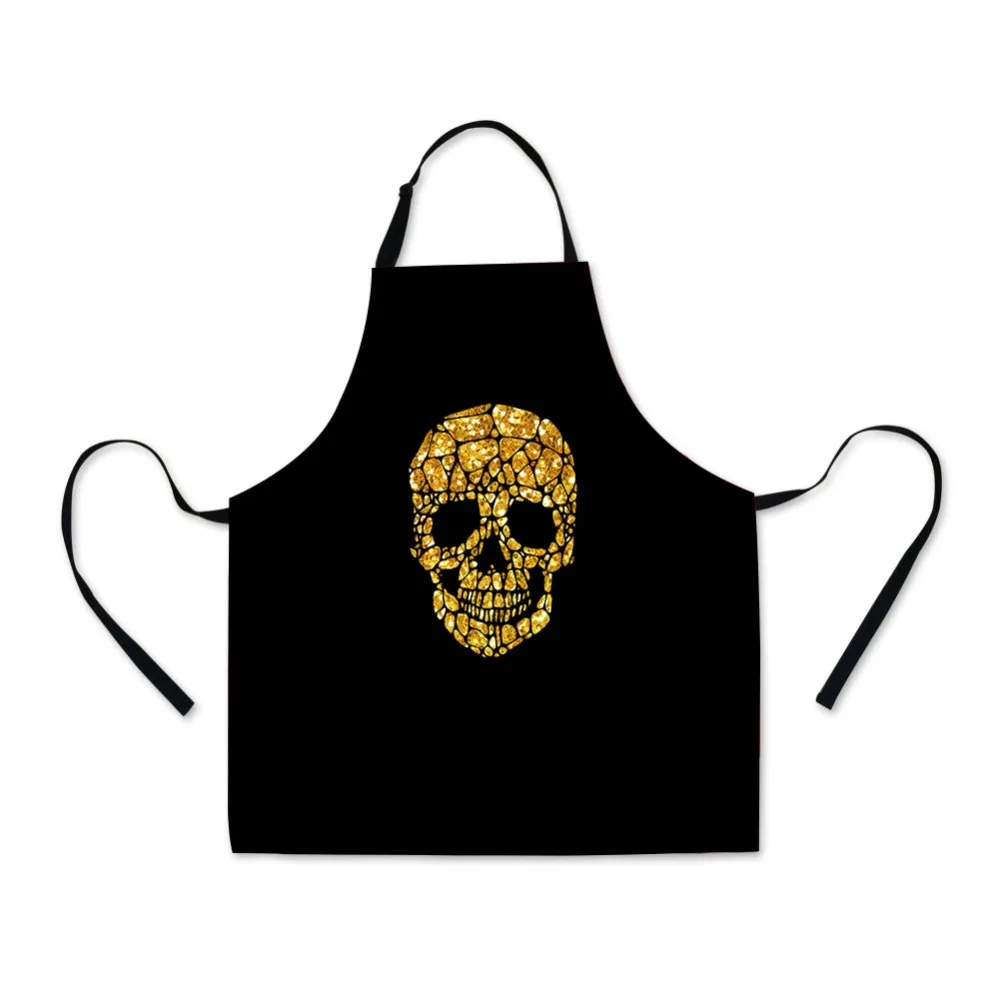 Skull Apron for Women Cool Garden Aprons Long Cotton Fabric Waist