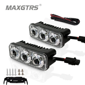 

2x High Power 6 Led 9W Universal Waterproof Car DRL Metal Shell Auto Lamp White With Yellow Turn Signal Car Light Source 12V