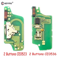KEYYOU спросить 2 кнопки CE0536/CE0523 пульт дистанционного флипа ключа электронная доска для peugeot 306 207 307 308 407 408 Citroen C2 C5 с ID46