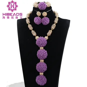 

Romantic Lavender Bridesmaid Dresses Wedding Party Jewelry Sets Lilac Purple Bridal African Beads Jewelry Set WE026