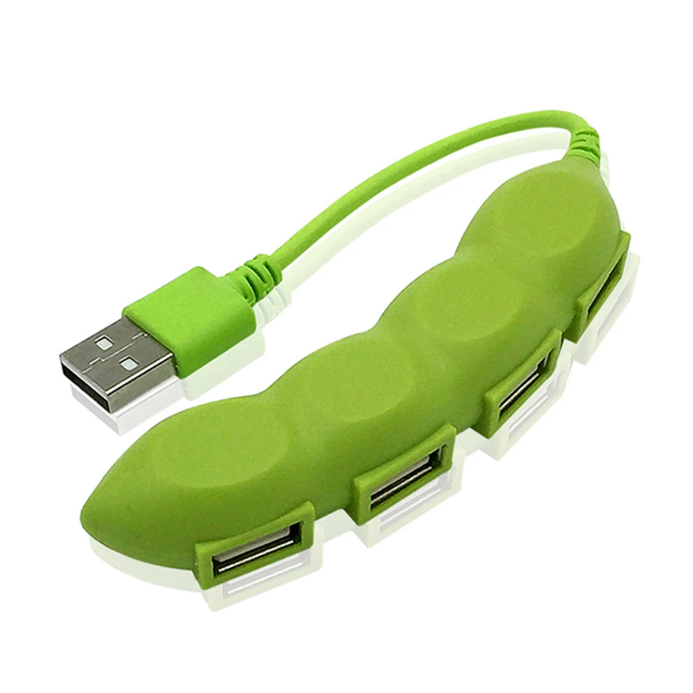 

Cute Pea Vegetable External 4 Ports USB 2.0 Hub Charger Data Cable Splitter Power Charging Adapter For Phone Laptop Computer PC