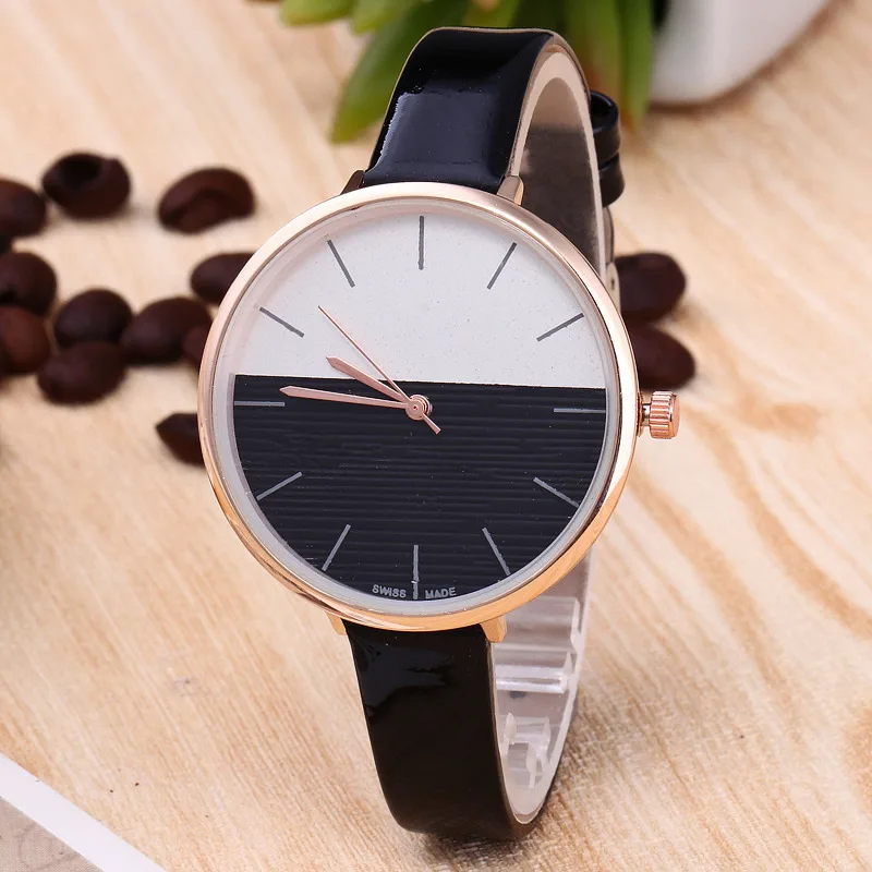

Hot Sale Fashion Semicircle Style Alloy Shell Women Watches Thin Small Leather Dress Quartz Lady Watch Clock Free Drop Ship