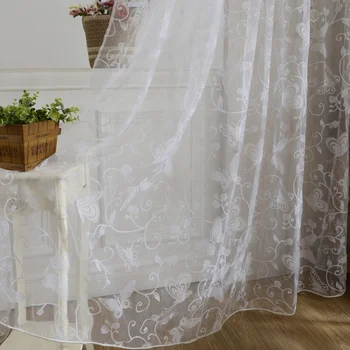 

Home Curtains Window Butterfly Burnout Tulle Voile Fabric Transparent Sheer Living Room Screening Living Room Home Hanging Decor