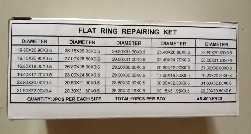Бесплатная доставка 90 шт. плоское кольцо Ремонтный комплект для Смотреть Назад Дело разных размеров