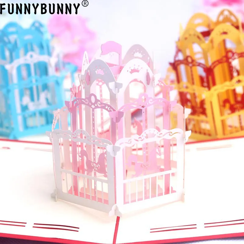 FUNNYBUNNY ручная работа карусель 3D открытка на день рождения Детские открытки с