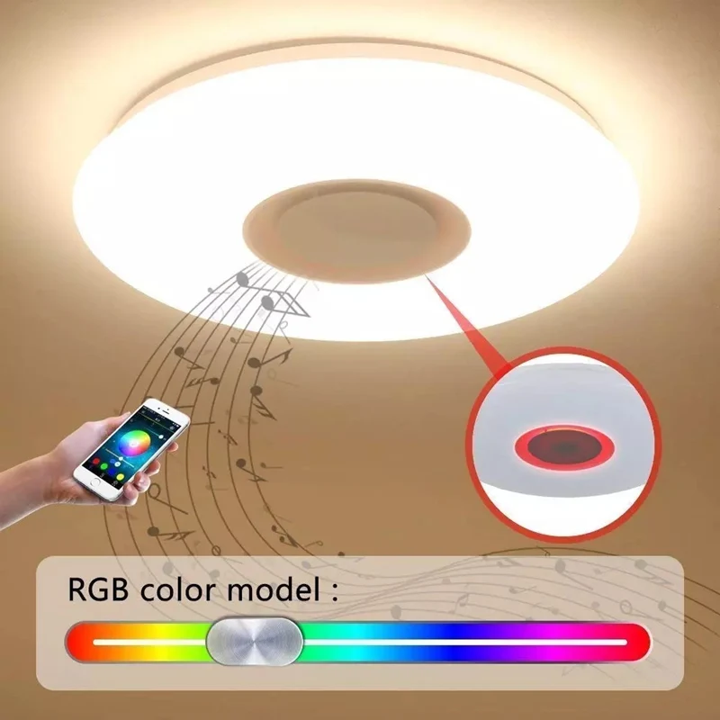

led ceiling light modern music lamp living room bedroom with Bluetooth control Color Changing flush mount led ceiling lamp