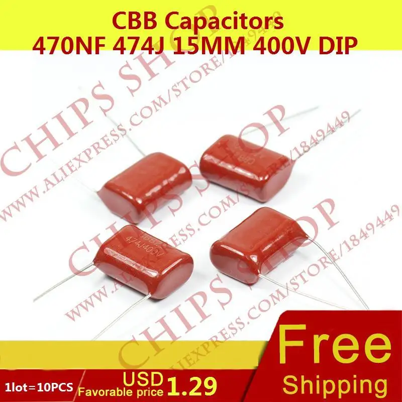 1LOT=10PCS CBB Capacitors 470nF 474J 15MM 400V DIP 470000pF 0.47uF -in ...