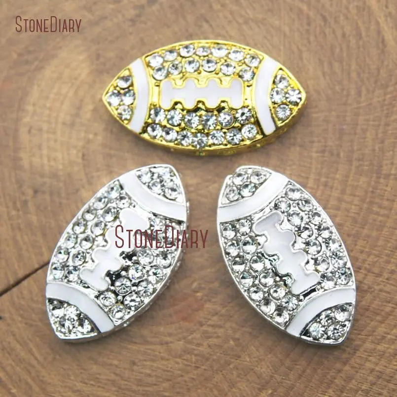 20181008-PC15268-Cheap Zinc Alloy Connector White Oil Drip White Rhinestone Pave Pure Gold Color, Sliver Plated, Electroplating Bronze Color Olivary  Double Bail Pendant Clearance_4