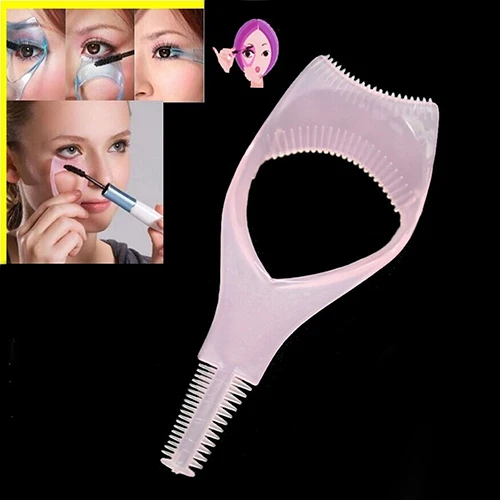 

New 3 in 1 Mascara Shield Guard Eyelash Comb Applicator Guide Card Makeup Tool