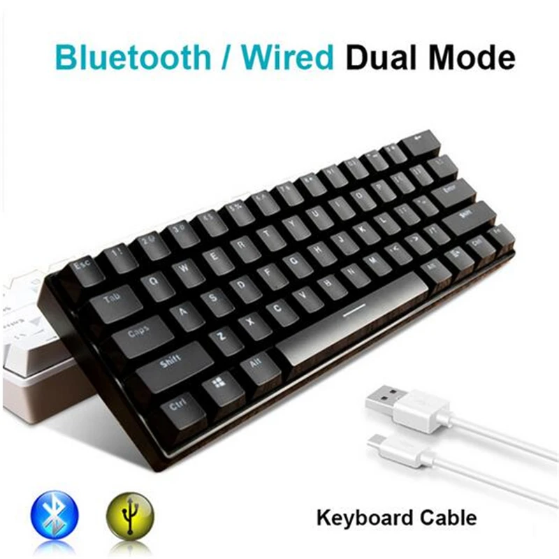 Механическая клавиатура 61 Ключи Bluetooth Беспроводной Белый светодиодный подсветка эргономичная игровая клавиатура для компьютера ноутбука/ПК