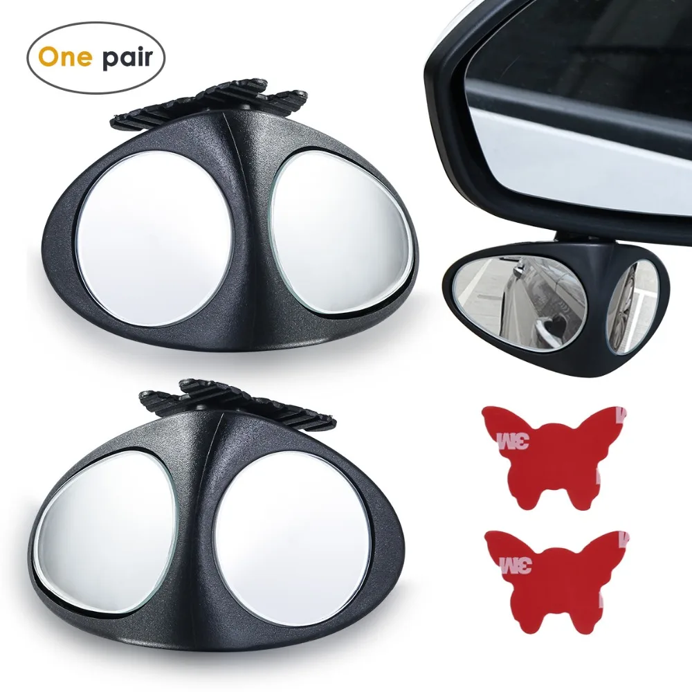 

2pcs Car Blind Spot Double Mirror HD Convex Rear View Mirror Wide Angle Visible Front Rear Wheel Blind Zone Mirror for All Car