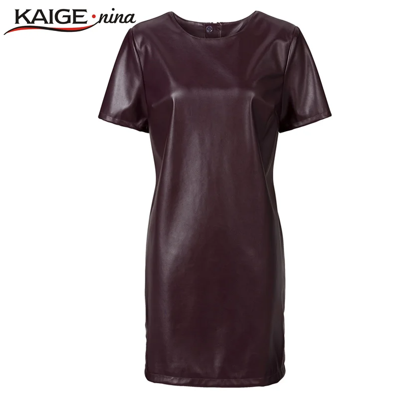 KAIGE NINA осенне зимнее Стильное женское модное платье из искусственной кожи тонкое