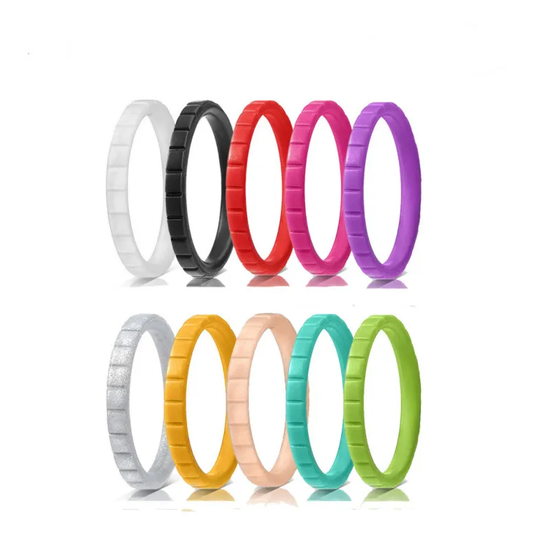 

Size 4 5 6 7 8 9 10 Food Grade FDA Silicone Finger Ring 3mm Rubber Flexible Rings For Women Active Sport Gym Fashion Gift