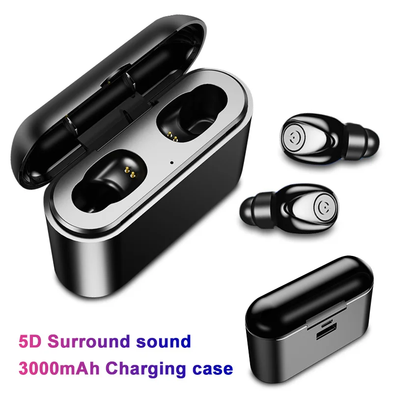 

TWS Wireless Earphone V5.0 Bluetooth Headset Stereo Earbuds 3000Mah Charging Case Power Bank for Iphone Samsung Xiaomi With Mic