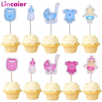 

20pcs Baby Shower Cupcake Toppers Babyshower Boy Girl Photo Booth Props Accessories Gender Reveal Party PhotoBooth Kits