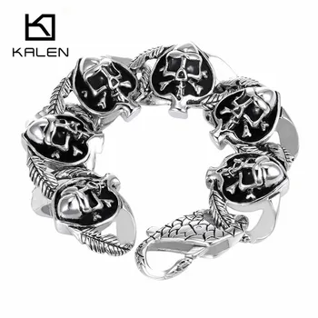 

Kalen 316 Stainless Steel Viking Skull Charm Bracelet For Men Punk Heart Shaped Ghost Hand Chain Homme Bracelet Gothic Jewelry