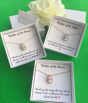 

personalize any text wedding Bridesmaid teardrop Cubic Zirconia Earrings necklace sets Bridesmaid CZ Jewelry Set proposal gifts