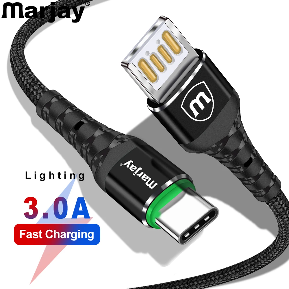 

Marjay 3.0A USB Type C Cable Quick Charging USB C Cord For Samsung S8 S9 S10 plus Xiaomi mi8 mi9 Huawei p30 Pro Type-C Cables