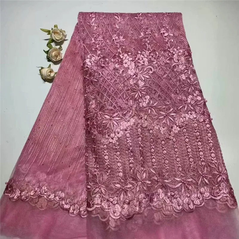 

2019 Latest French Nigerian Tulle Laces Fabrics High Quality African Lace Fabric Wedding Mesh Lace With Embroidered ZQA98-2