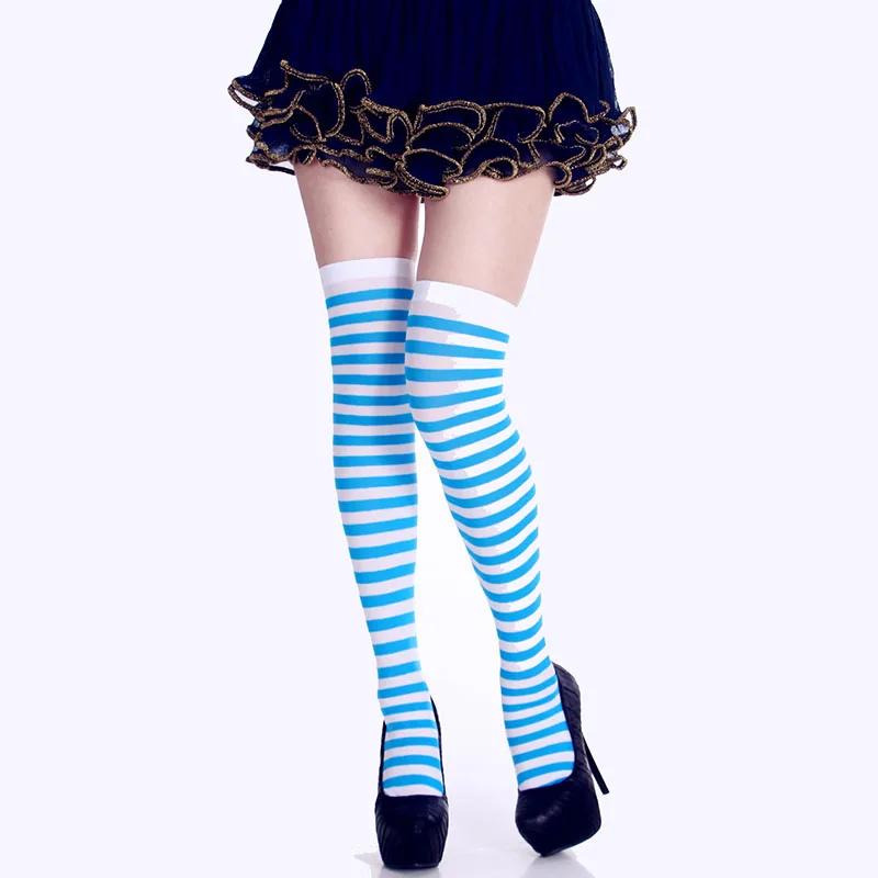 Женские длинные полосатые носки выше колена, высокие чулки, платье для девочек, косплей, гетры, носки 12 цветов