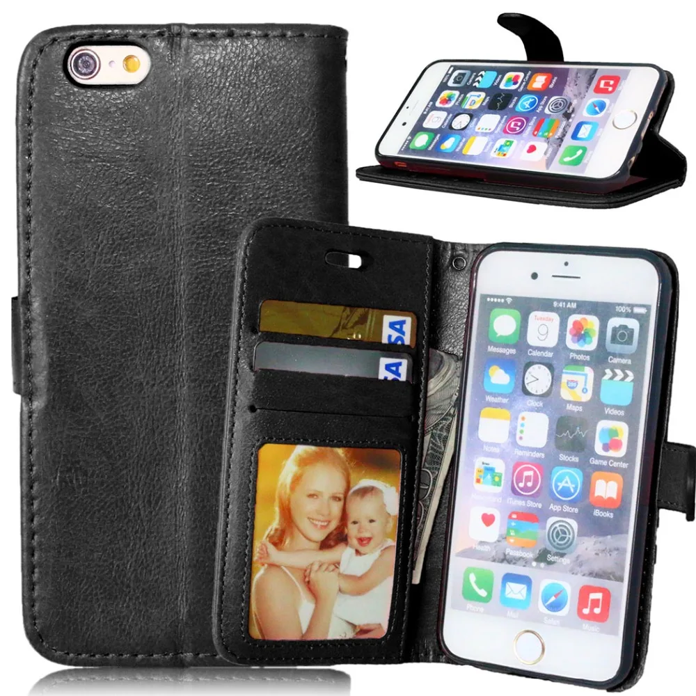 Lemonlan Fashion Wallet Flip PU Leather Phone Case for Apple iPhone 4