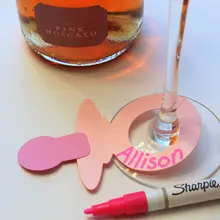 Розовый Baby Shower Соски напиток тегам вино Стекло Талисманы маркеры Свадебная вечеринка Аксессуары пользовательские цвета