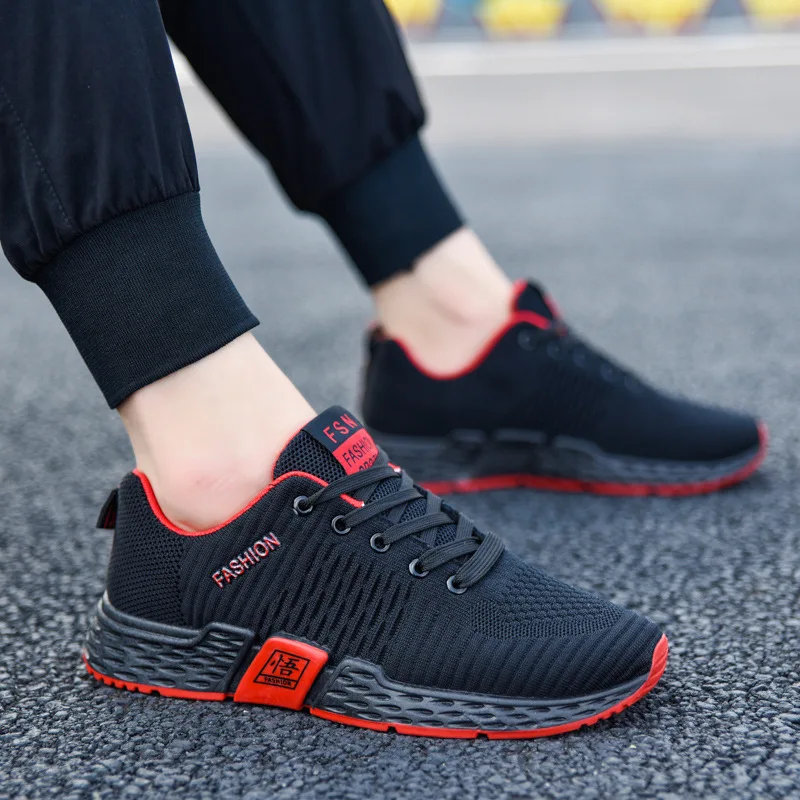 

Fashion Sneakers Men Shoes 2019 Cool Young Man Street Shoes Breathable Mesh Mens Casual Shoes Male Sneakers Black KA1346