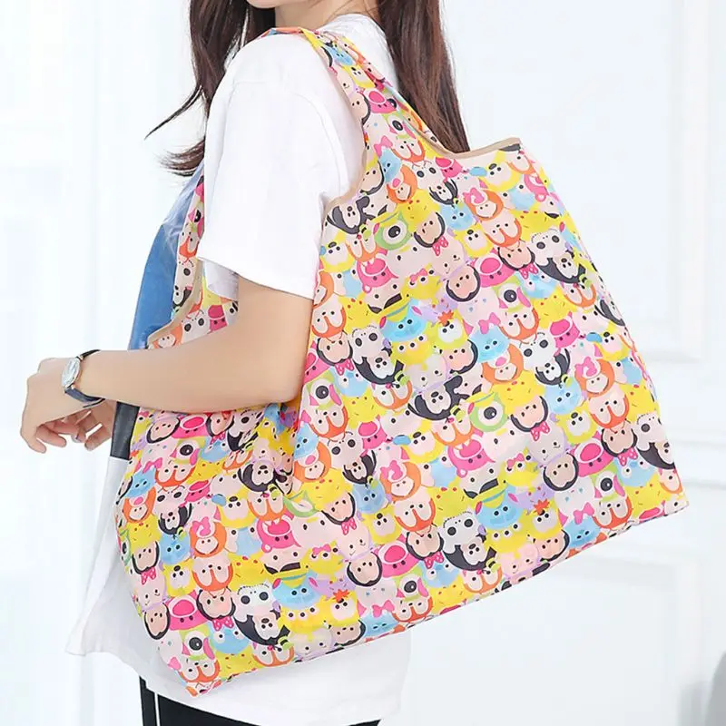 THINKTHENDO Fashion Unisex Shopping Bag Travel Large Shoulder Bag Tote Handbag Folding Reusable Cartoon Bags THINKTHENDO Fashion Unisex Shopping Bag Travel Large Shoulder Bag Tote Handbag Folding Reusable Cartoon Bags