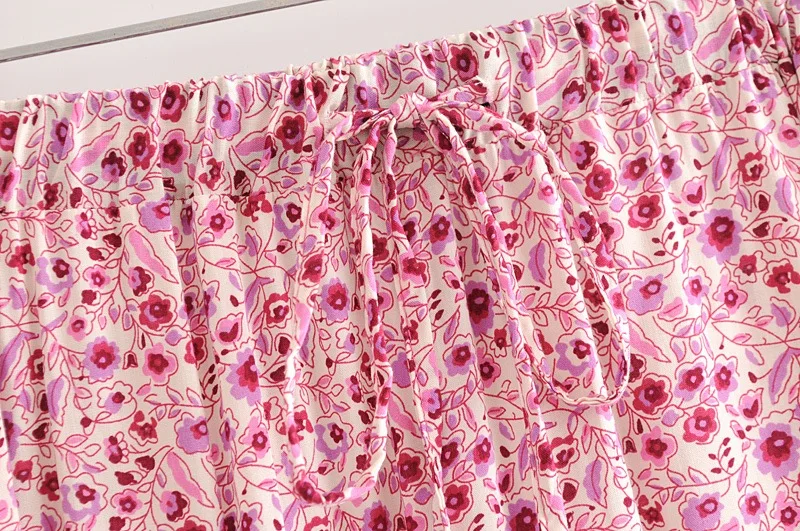 VOGUEIN новые женские Повседневное пляж-Line эластичный пояс розовый Цветочный принт Макси юбка, оптовая продажа