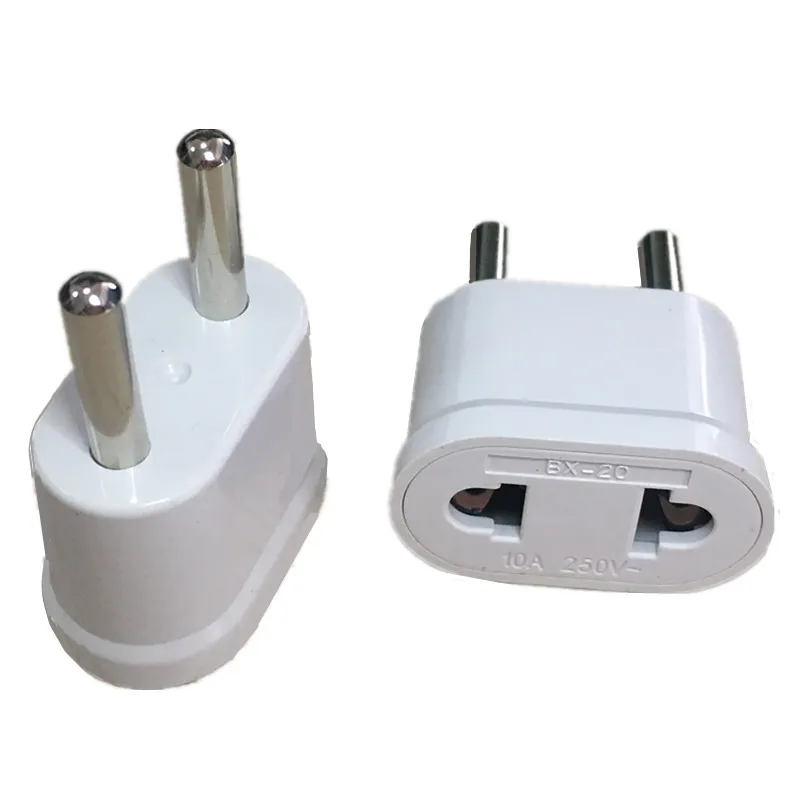 10pcs White US USA To EU Europe Power Adapters AC Travel Power Plug