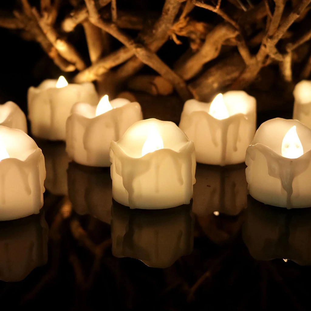 Electric LED Flameless Tealight Candle for Wedding Party Holiday Warm White