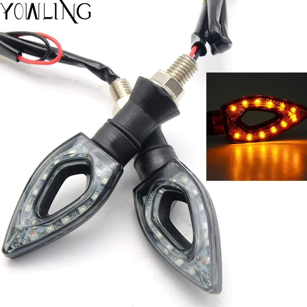 For honda 2Pcs/1 lot Motorcycle LED Turn Signal Light High quality 12 Led Indicator Light Dual Color Blue&Amber Blinker Light