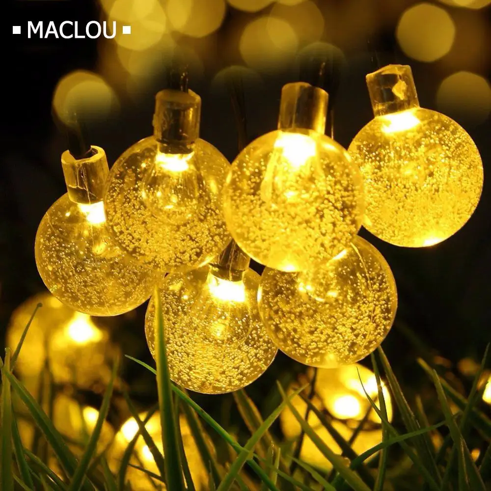 Outdoor Christmas Lighting Strings Solar Power Crystal Ball LED 6M