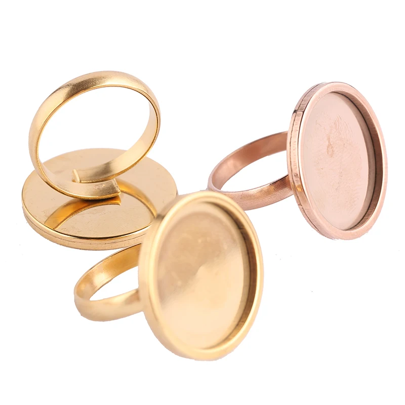 

shukaki 2pcs rose gold plated stainless steel 20mm cabochon ring base settings diy blank bezels for jewelry making