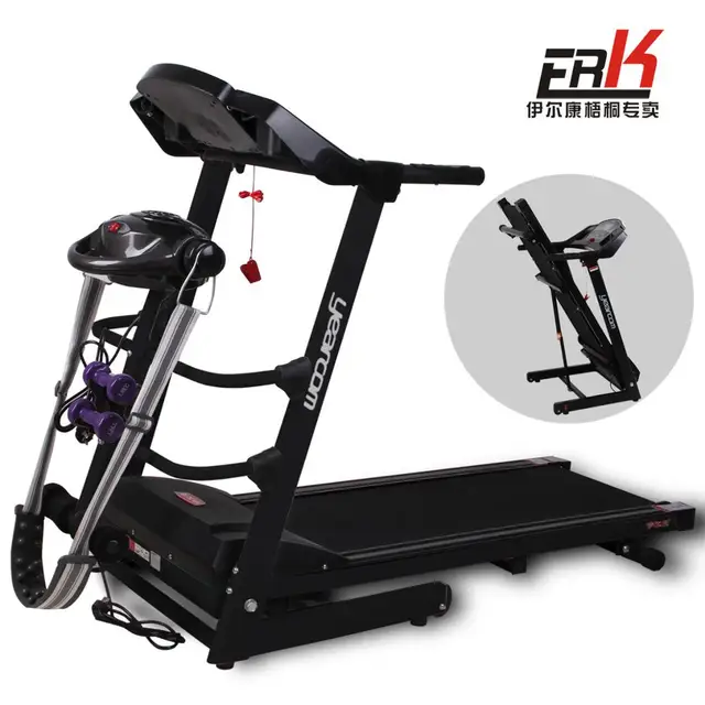 Best price at $822 Cheap Household multifunction Folding Motorized treadmill running machine Heart rate induction LCD meter Adjustable runway system