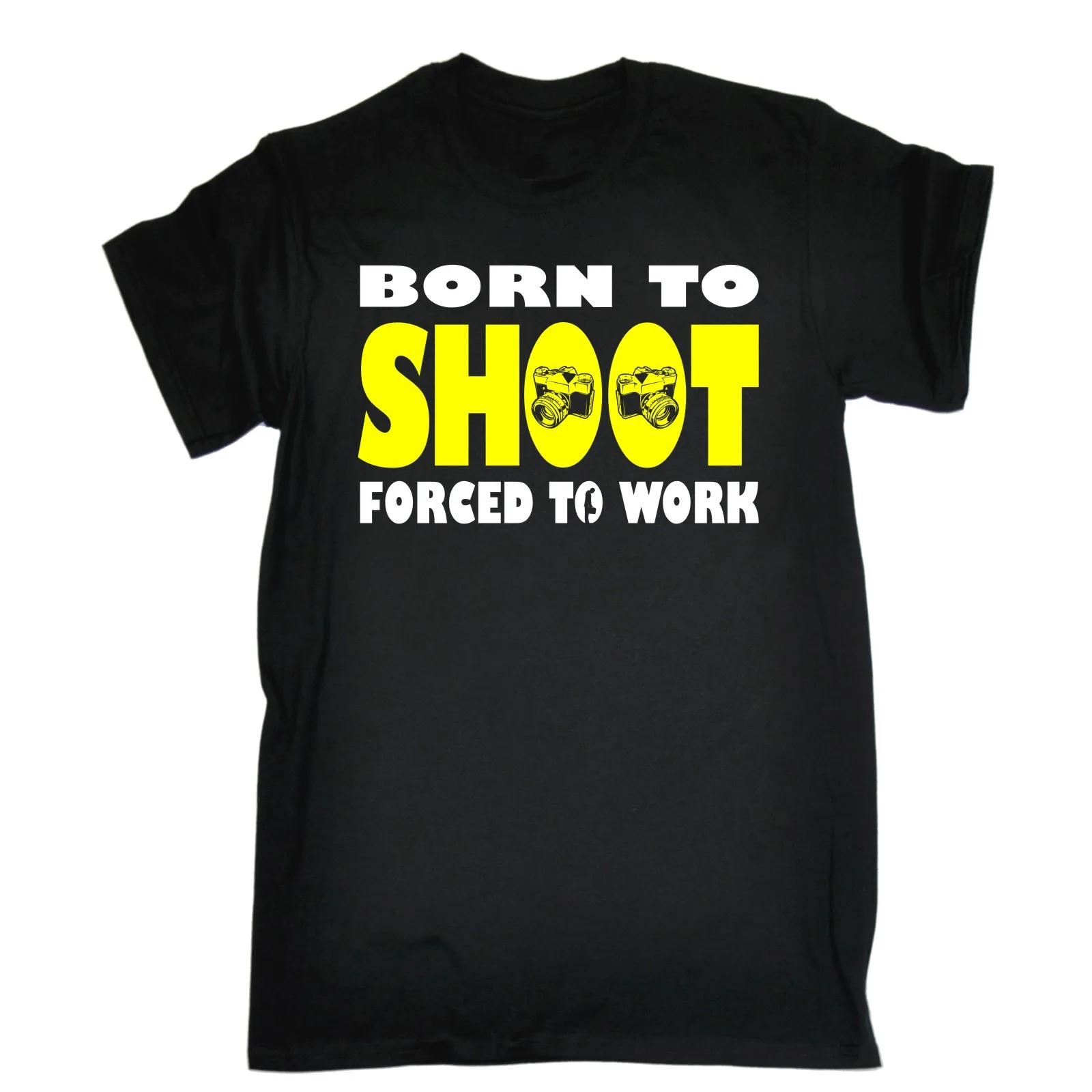 

BORN TO SHOOT FORCED 2 WORK T-shirt Camera Photographer Gift 123t Birthday Gift Fashion New Top Tees T Shirts Free shipping