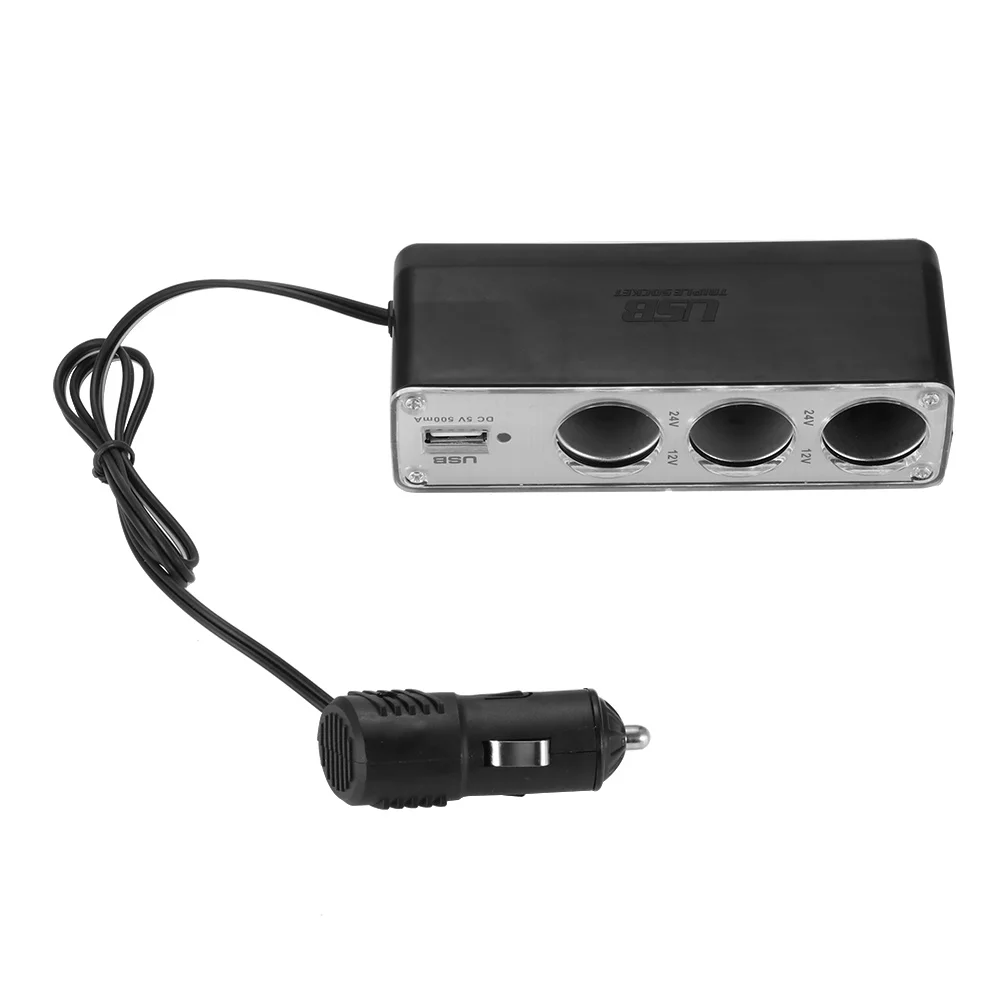 AOZBZ DC12-24V Авто адаптер питания Зажигалка 1 до 3 разветвитель автомобильного прикуривателя концентратор розетка с Адаптер зарядного устройства USB для iPod