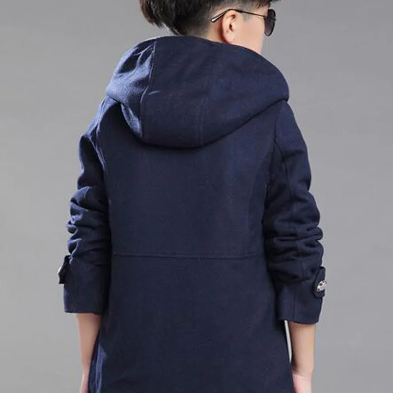 Новая зимняя детская зимняя одежда шерстяное пальто однотонное пальто для мальчиков детская Толстая бархатная куртка для маленьких мальчиков