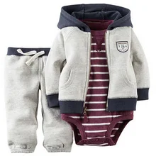 Free shipping kids baby bebes boys clothes set jacket romper pants boy girl clothing infant Autumn