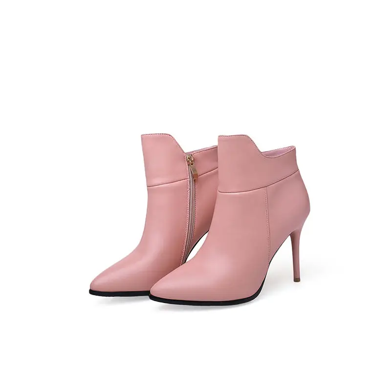 Genuino Mujeres Morazora Cuero Stiletto Otoño De rosado Del Nuevo Alto Talón Negro Botas Las 2018 Para Moda Invierno BWBHrZ6q