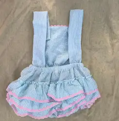 Пользовательские персонализированные детские летние платье-комбинезон Детский комбинезон одежда для девочек с кнопкой милые seersucker