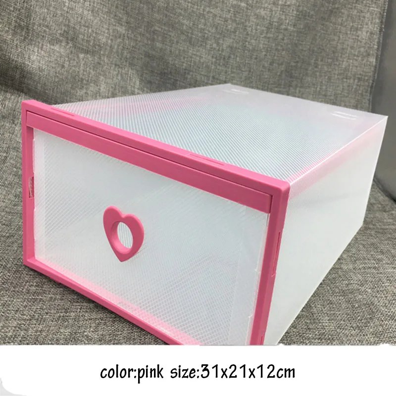 VEAMOR 4 шт., женская прозрачная коробка для обуви с выдвижным ящиком, утолщенные пластиковые коробки в форме сердца, коробки для хранения обуви B1142