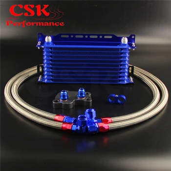 

10 Row Oil cooler w/ Mounting Bracket+Adapter Hose Kit Fits For BMW Mini Cooper S R53