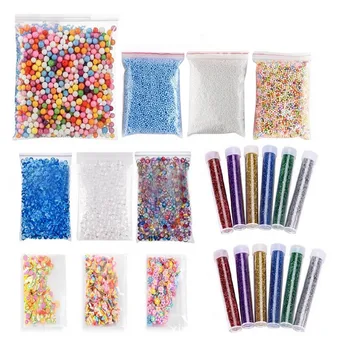 

Soft Fluffy Snow Mud Slime Ball Small Tiny Foam Beads Styrofoam Beads Balls Glitter Various Shaped Slice Kit for Slime DIY Craft