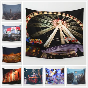

150x130cm Dormitory Artistic Decor Romantic Ferris Wheel Printing Tablecloth Beach Towel Yoga Mat Wall Blanket Hanging Tapestry