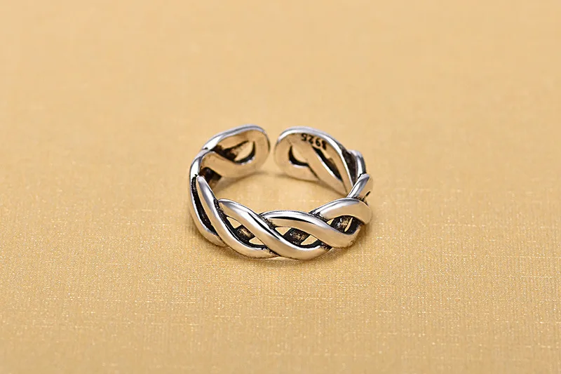 925 пробы серебряные Открытые Кольца для женщин, оригинальные ручные ювелирные изделия из стерлингового серебра