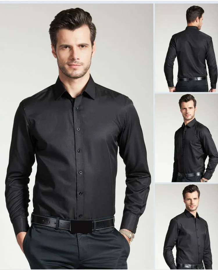 Мужская деловая рубашка slim shirt бренд с длинным рукавом Twill camisea рубашки 9 видов цветов XS-4XL