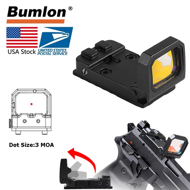

Tactical Flip Red Dot Pistol Sight RMR Holographic Reflex Sight for Airsoft with 20mm Picatinny Mount Or Glock Mount HT5-0049
