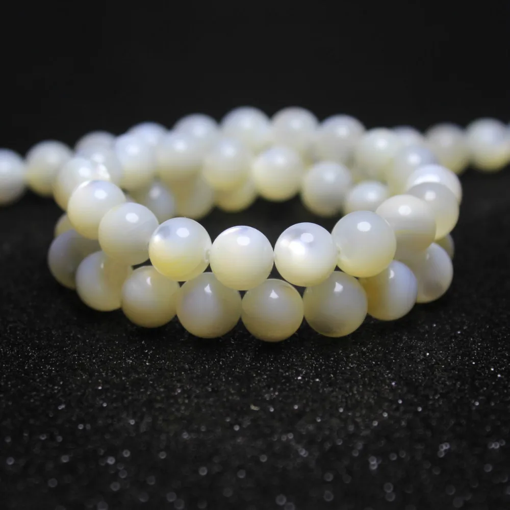 

Natural White Pearl Shell Glitters Round Beads For Jewelry Making DIY Bracelet Necklace 4/6/8/ mm Strand 15.5' Wholesale