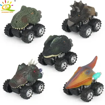 

HUQIBAO TOYS 1pcs Mini Dinosaur model Pull Back Cars Fast Big Tire Wheel Vehicles Truck Boys Toys for Children Play with Friends